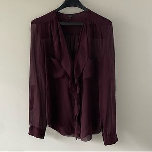 Aritzia Babaton burgundy coloured 100% silk blouse size XS